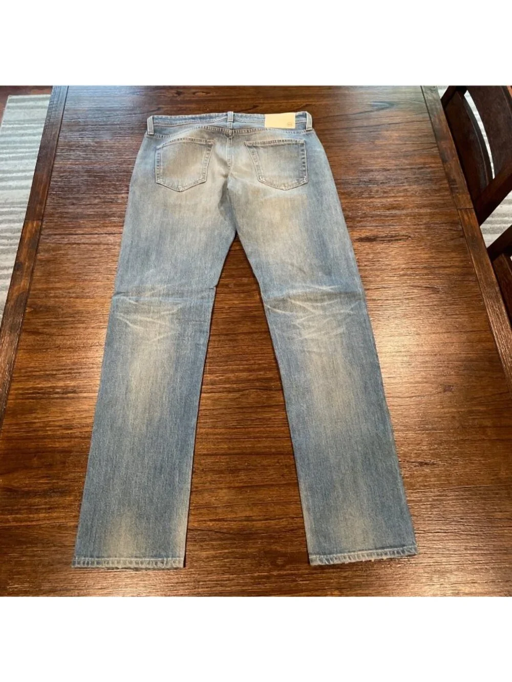 AG Tellis Modern Slim Jean Mens 32x33 Stretch Light Blue Faded Distressed Ripped